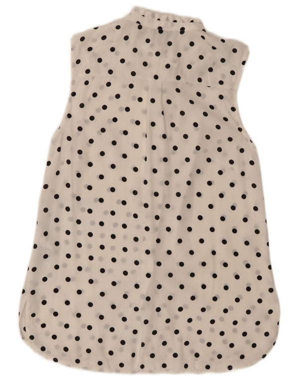 Oasis Womens Sleeveless Shirt Blouse UK 8 Small White Polka Dot Polyester