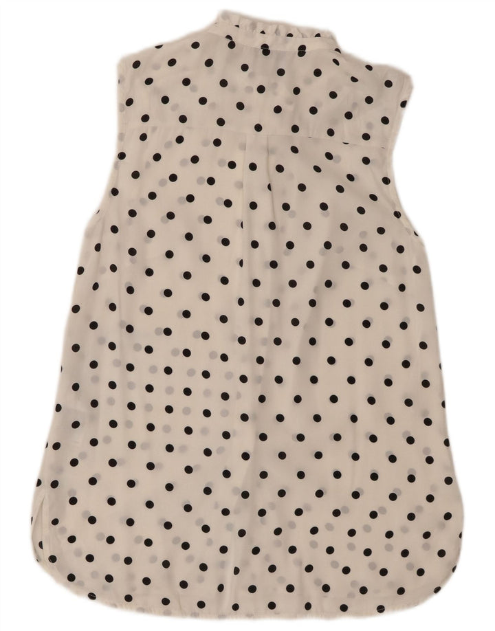 Oasis Damen-Hemdbluse, ärmellos, Größe S, Weiß, gepunktet, Polyester
