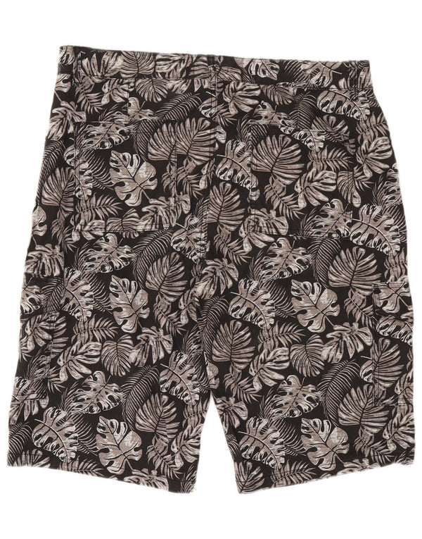 Atlas For Men Herren-Cargo-Shorts, W36, groß, schwarze Baumwolle mit Blumenmuster