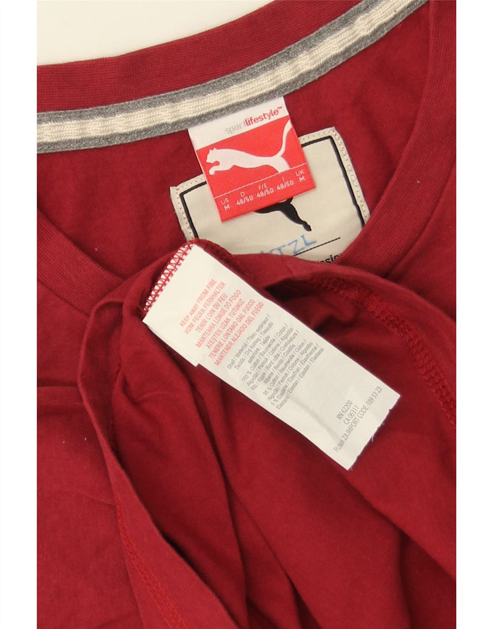 PUMA Herren Grafik-T-Shirt-Oberteil aus mittelroter Baumwolle