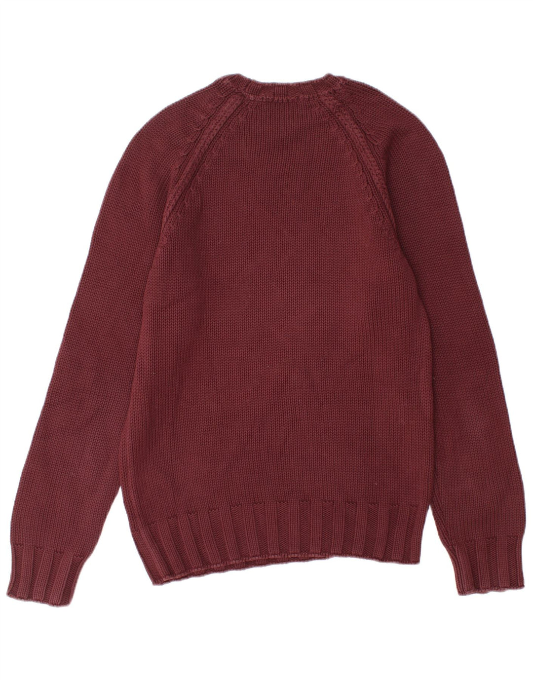 Zara Herren-Pullover mit Rundhalsausschnitt, mittelgroße burgunderfarbene Baumwolle