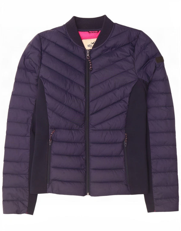 Hollister Damen Wattierte Jacke UK 6 XS Marineblaues Nylon