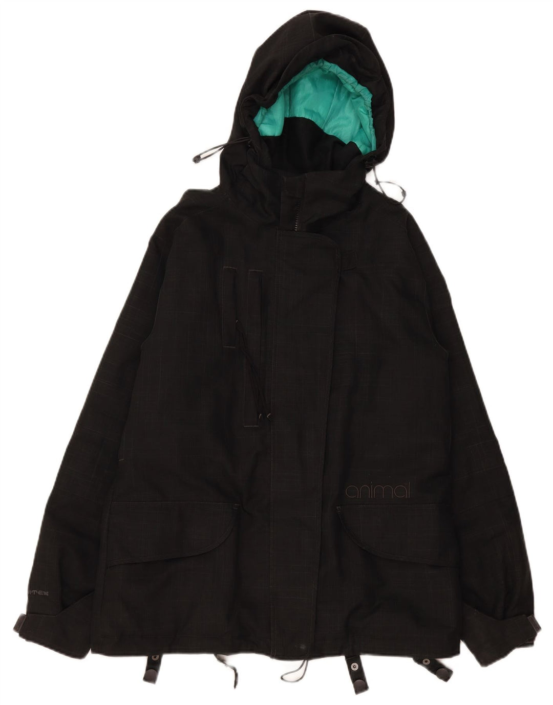 Animal Damen-Windbreakerjacke mit Kapuze, Gr. 44, groß, schwarz kariert, Polyester