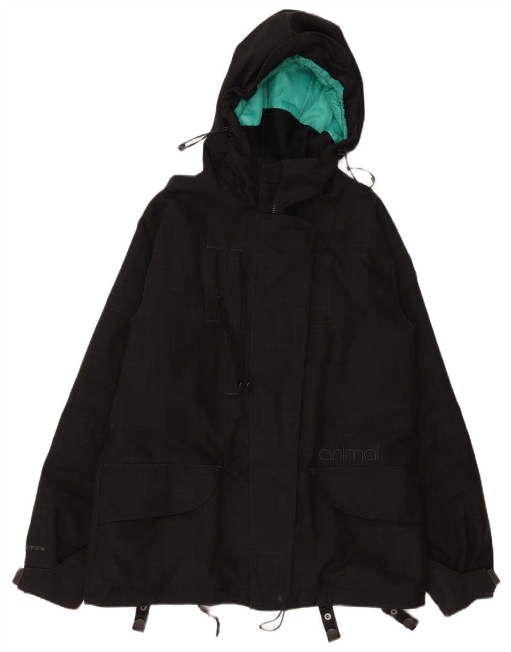 Animal Damen-Windbreakerjacke mit Kapuze, Gr. 44, groß, schwarz kariert, Polyester