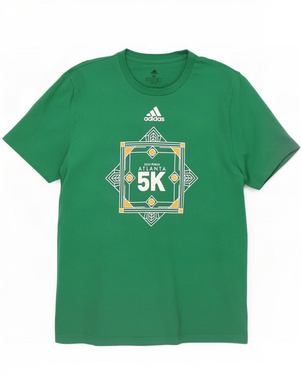 Adidas Herren Grafik-T-Shirt aus mittelgrüner Baumwolle