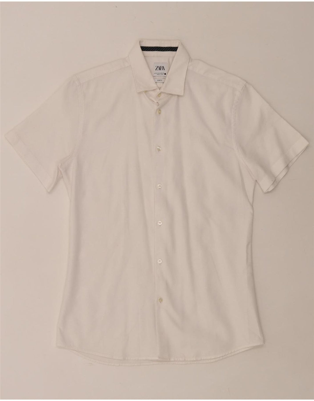 ZARA Herren Kurzarm-Slim-Fit-Hemd Mittelweiß