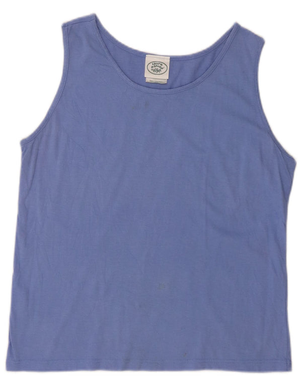 Laura Ashley Damen Crop Vest Top UK 14 Große blaue Baumwolle