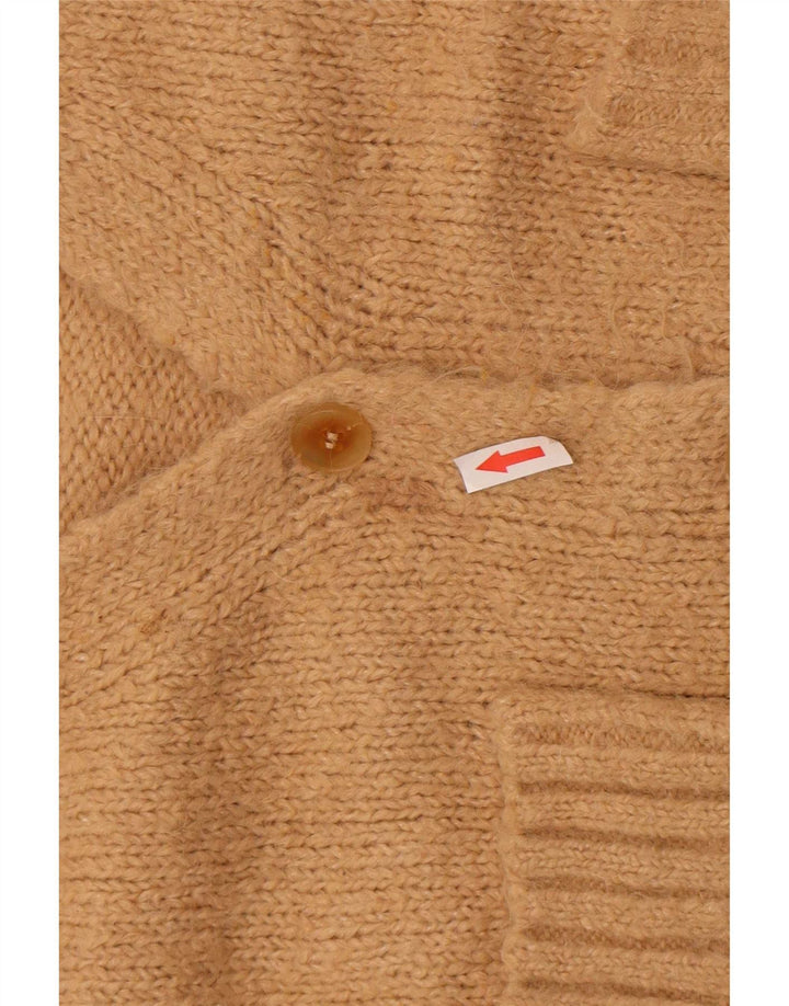 Zara Damen Crop Cardigan Pullover UK 14 Mittelbeige Alpakawolle