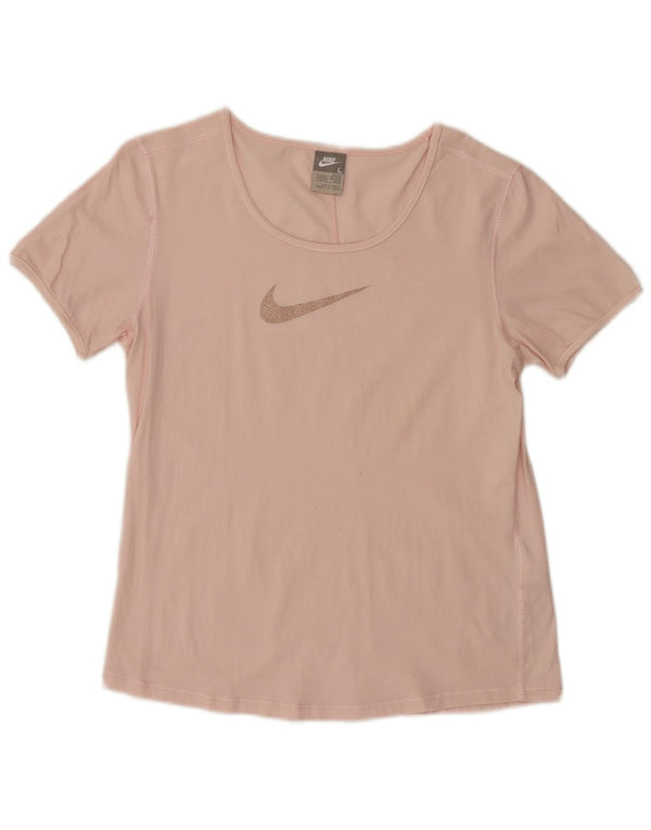 Nike Womens Graphic T-Shirt Top UK 14/16 Large Rosa Baumwolle