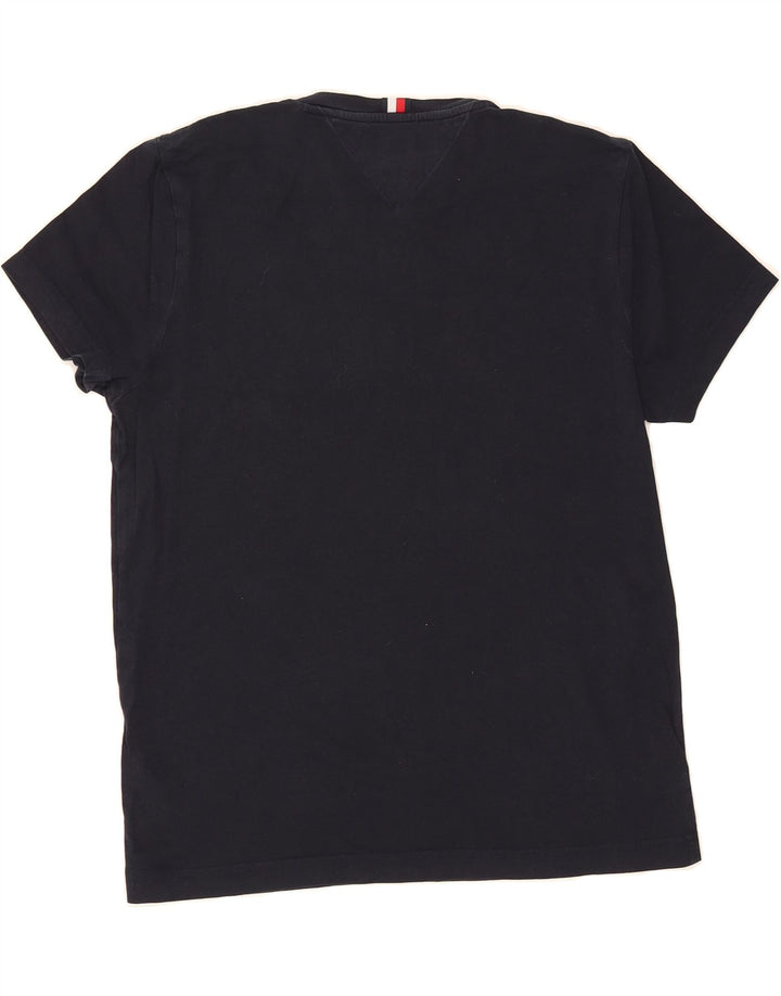 TOMMY HILFIGER Mens Graphic T-Shirt Top Medium Black Colourblock Cotton Vintage Tommy Hilfiger and Second-Hand Tommy Hilfiger from Messina Hembry 