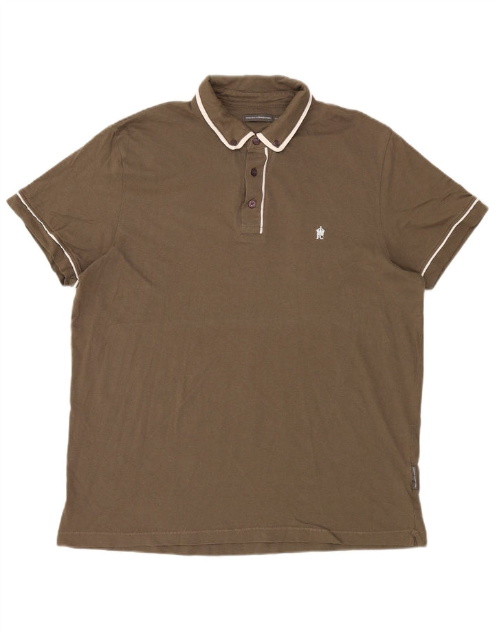 French Connection Herren-Poloshirt, 2XL, Khaki, gestreift, Baumwolle