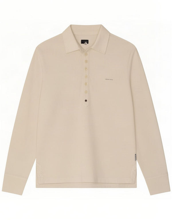 Armani Jeans Herren Langarm-Poloshirt, große weiße Baumwolle