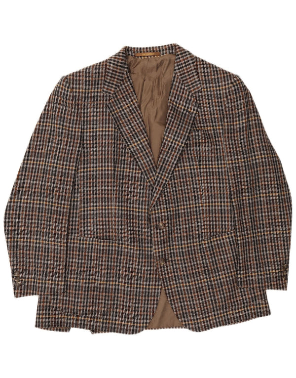 Vintage Herren 2-Knopf-Blazerjacke UK 40 Großer brauner Hahnentritt-Kaschmir