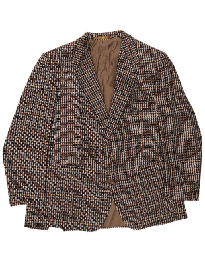 Vintage Herren 2-Knopf-Blazerjacke UK 40 Großer brauner Hahnentritt-Kaschmir