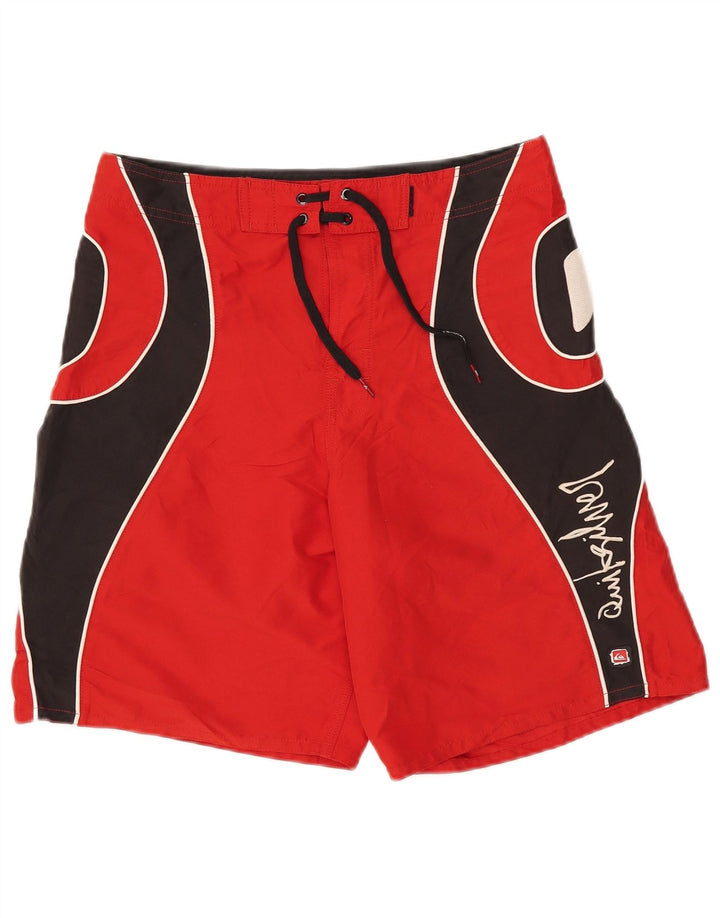 Quiksilver Herren-Badeshorts mit Grafik, Mittelrotes Farbblock-Polyester