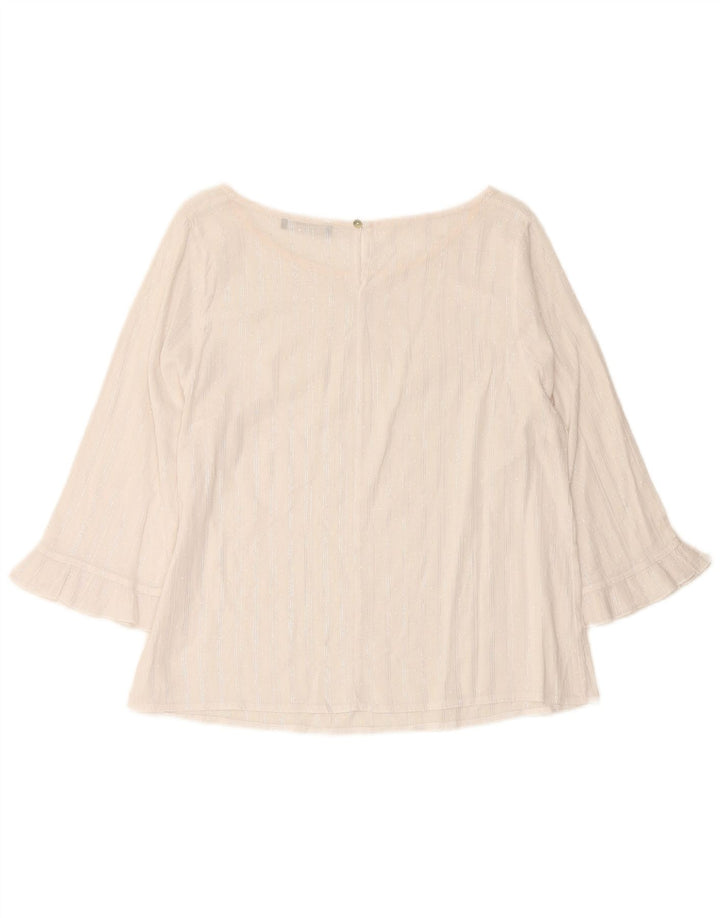 RAGNO Damen-Blusenoberteil mit 3/4-Ärmeln, mittelgroß, weiß gestreift