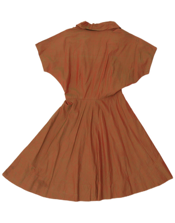 Vintage Damen A-Linie Kleid UK 8 Small Braun