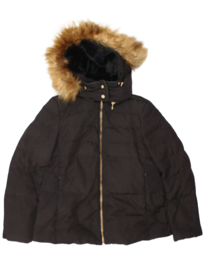 Zara Damen-Kapuzenjacke, wattiert, Gr. 10, Größe S, Schwarz, Polyester