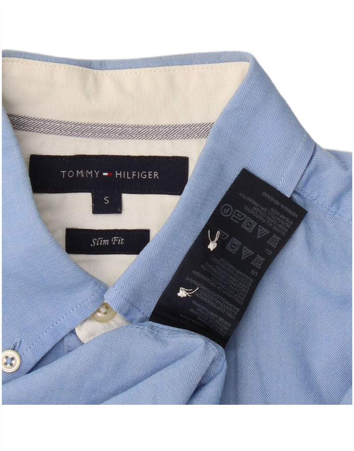Tommy Hilfiger Herren-Slim-Fit-Hemd, klein, aus blauer Baumwolle