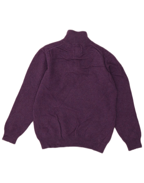 Gant Damen-Pullover mit Reißverschluss am Hals, UK 14, Größe L, violette Lammwolle