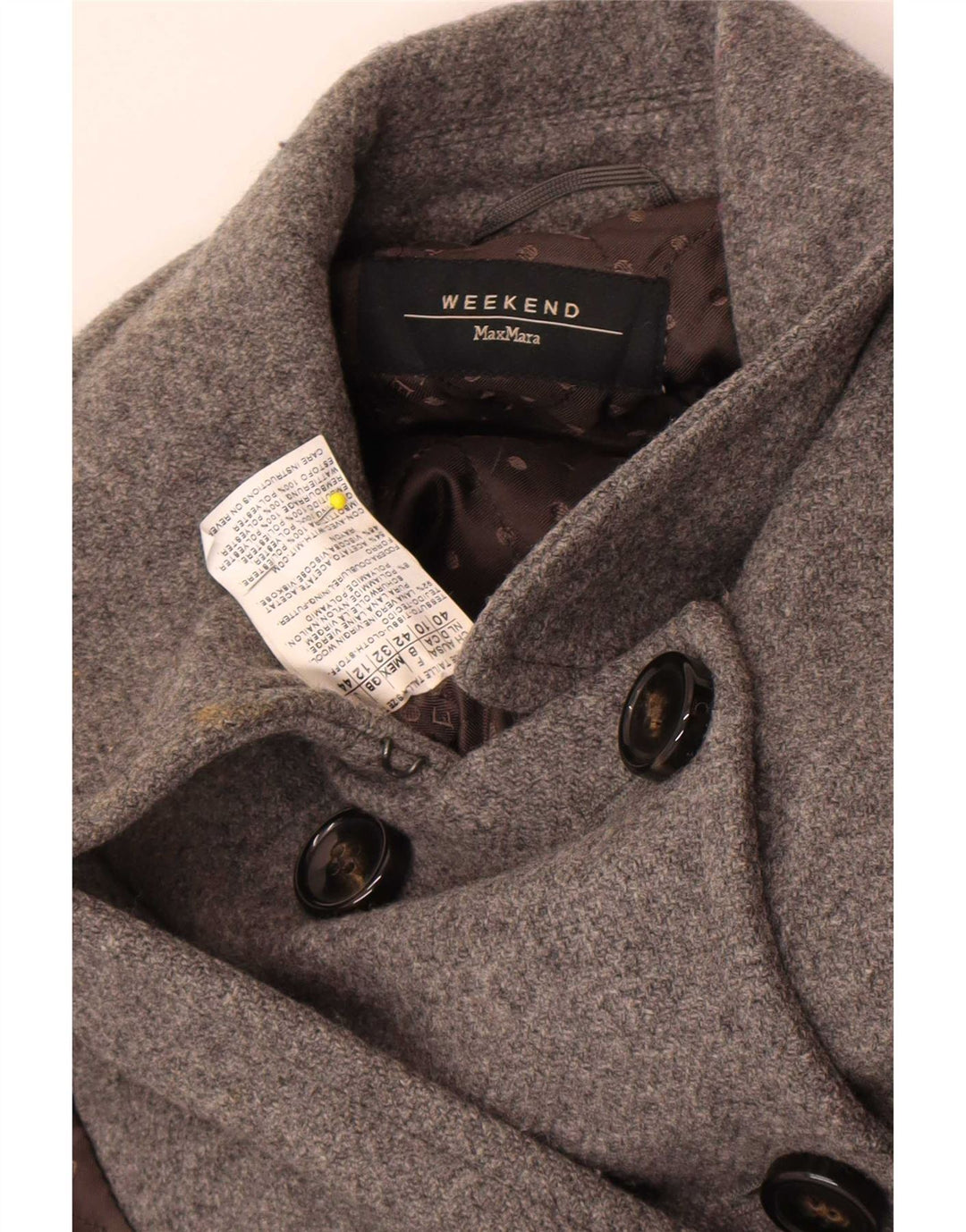 Max Mara Womens Weekend Double Breasted Coat UK 12 Mittelgraue Wolle
