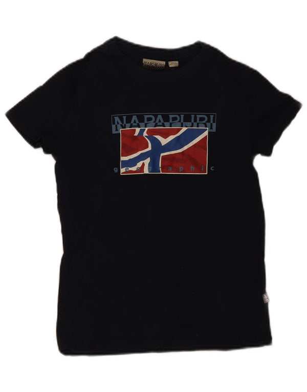 Napapijri Jungen Geographic Graphic T-Shirt Top 9–10 Jahre marineblaue Baumwolle