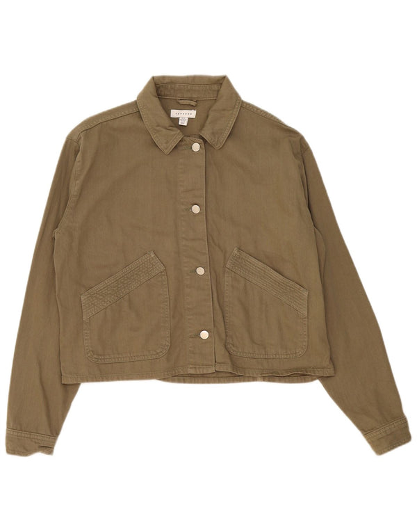 Topshop Damen-Bomberjacke in Übergröße, UK 14, mittlere Khaki-Baumwolle