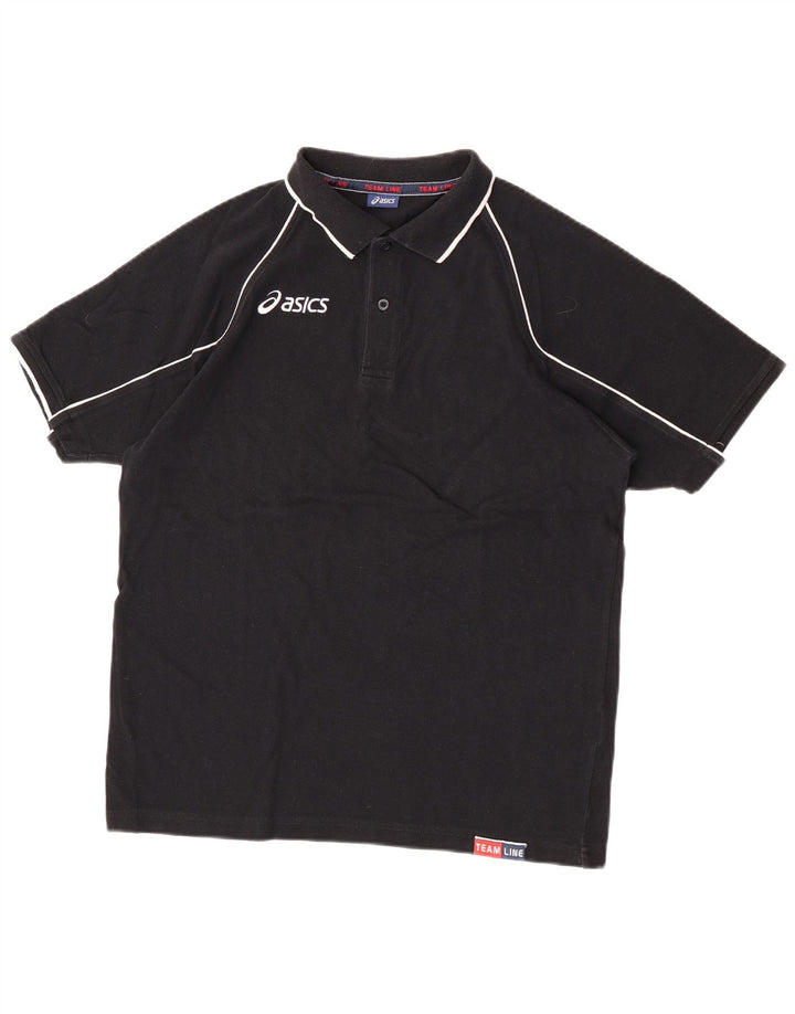 ASICS Herren-Poloshirt mit Grafik, groß, schwarze Baumwolle