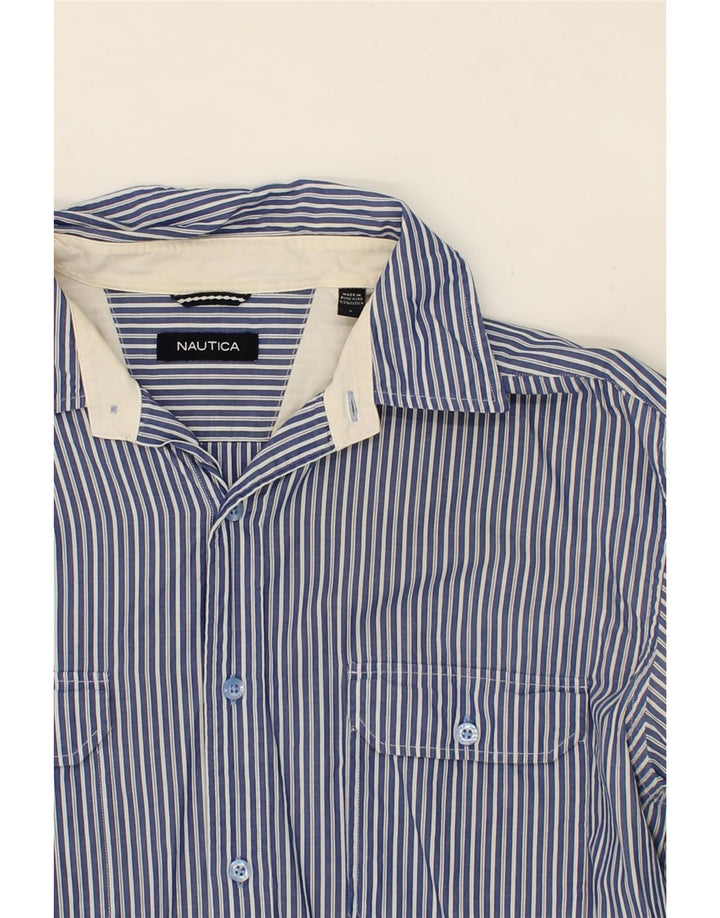NAUTICA Mens Shirt Large Blue Striped Cotton Vintage Nautica and Second-Hand Nautica from Messina Hembry 