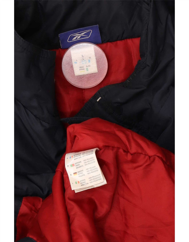 Reebok Herren-Windbreakerjacke mit Kapuze, UK 40, Größe L, marineblaues Nylon