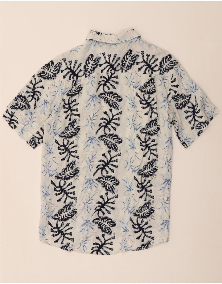 Harrison & Son Herren-Kurzarmhemd aus mittelblauer Viskose mit Blumenmuster