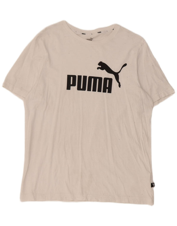 Puma Herren-T-Shirt mit Grafik, groß, aus weißer Baumwolle