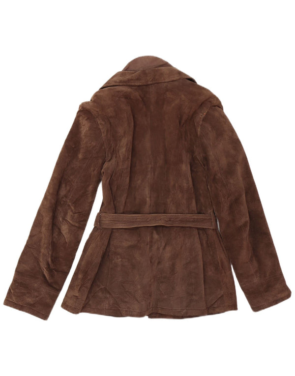 VINTAGE Damen Wildlederjacke EU 42 Großes braunes Leder