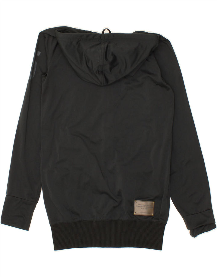 ADIDAS Womens Graphic Zip Hoodie Sweater UK 12 Medium  Black Polyester Vintage Adidas and Second-Hand Adidas from Messina Hembry 
