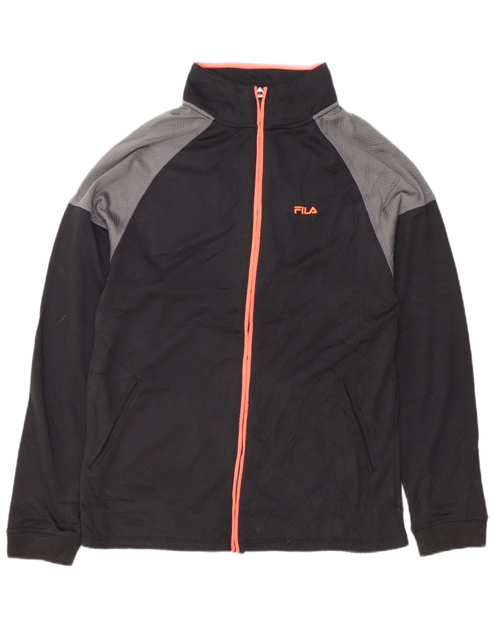 FILA Herren-Trainingsanzug-Top-Jacke, großes schwarzes Farbblock-Polyester