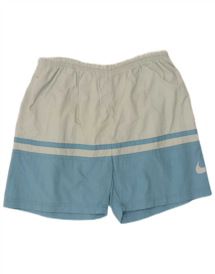 Nike Herren Sportshorts UK 42/44 Großes blaues Colourblock-Polyester