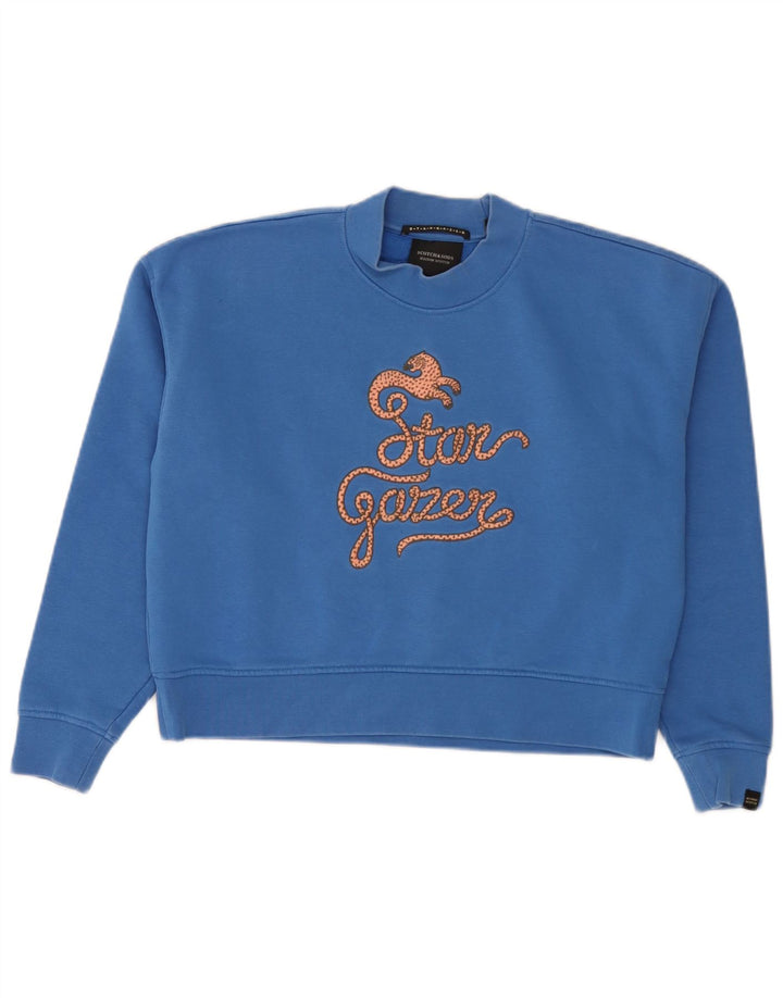 Scotch & Soda Damen-Sweatshirt mit Grafik-Übergröße, Gr. 10, klein, Blau
