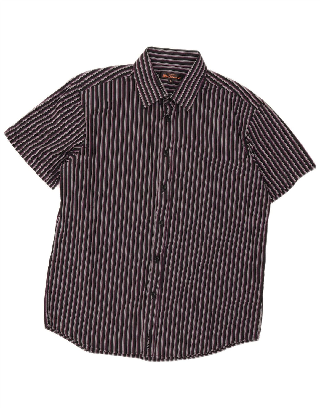 Ben Sherman Herren-Kurzarmhemd, groß, schwarz gestreift, Baumwolle