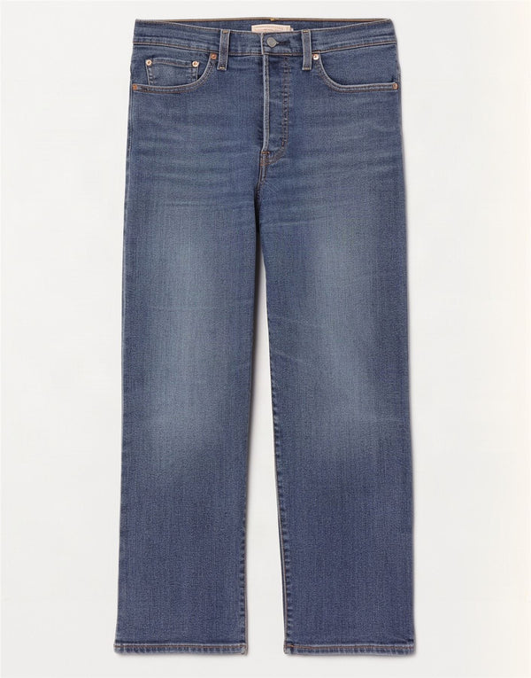 Levi's Damen Ribcage Straight Jeans W27 L29 Blaue Baumwolle