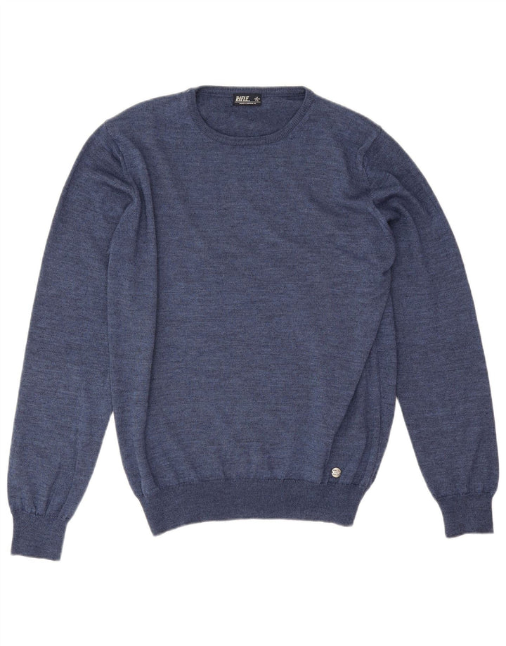 Rifle Herren-Pullover mit Rundhalsausschnitt, groß, aus blauem Acryl