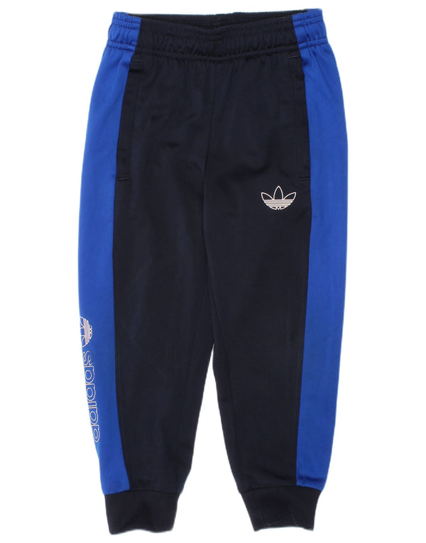 Adidas Boys Tracksuit Trousers Joggers 4-5 Years Navy Blue Colourblock