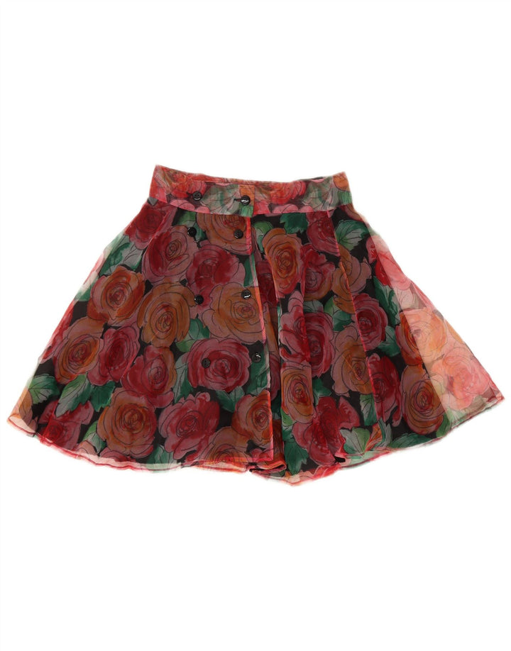 Vintage Damen Mini-Rundrock W25, kleines, mehrfarbiges, florales Polyester