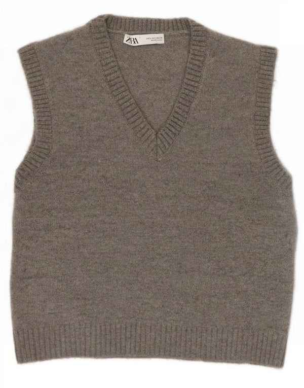 Zara Damen Weste Tank Top UK 10 Small Grau