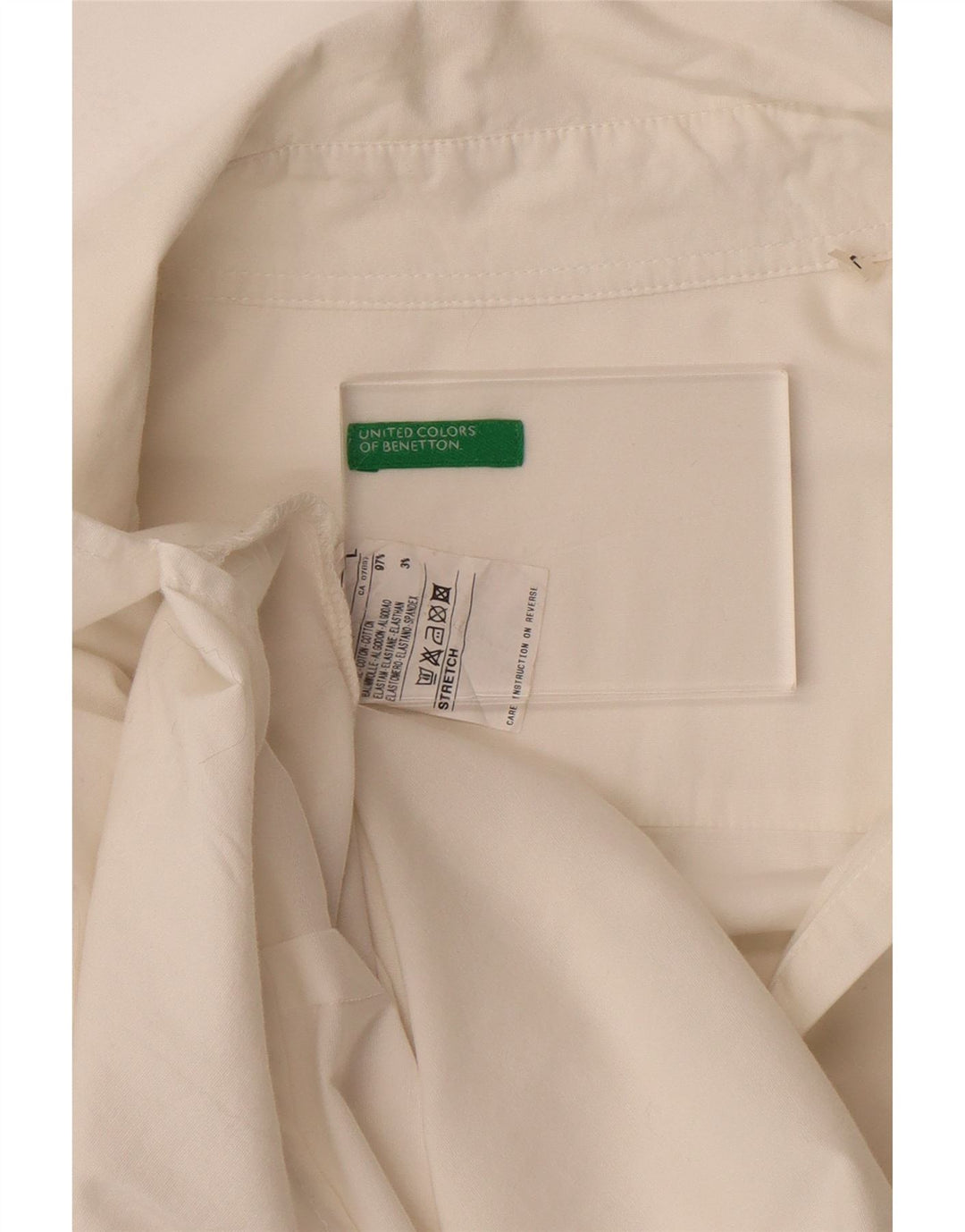 BENETTON Damen Pullover-Hemd UK 16 Large Weiße Baumwolle