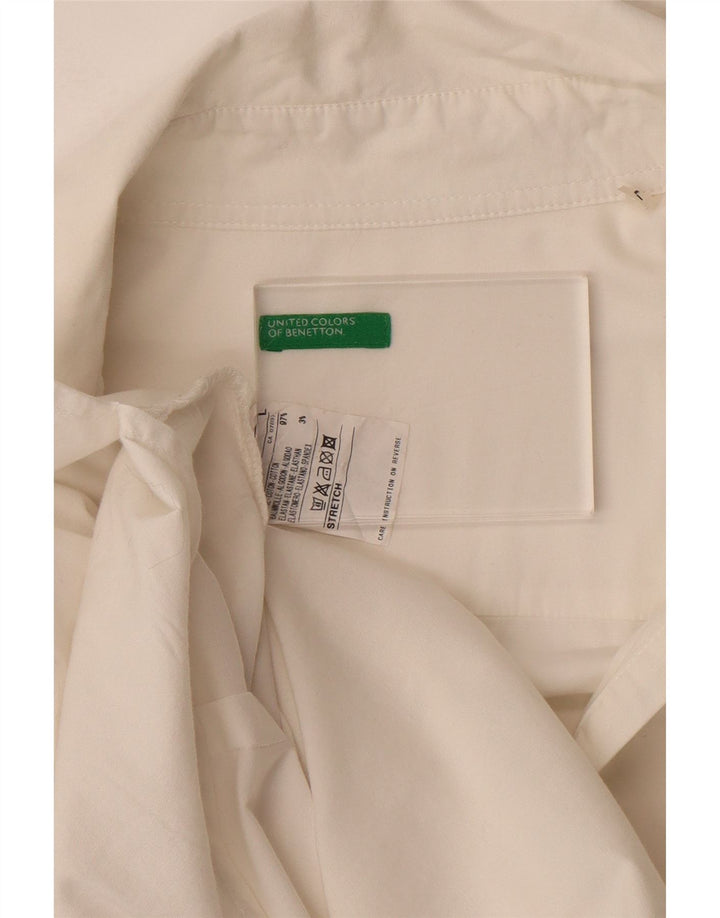 BENETTON Damen Pullover-Hemd UK 16 Large Weiße Baumwolle