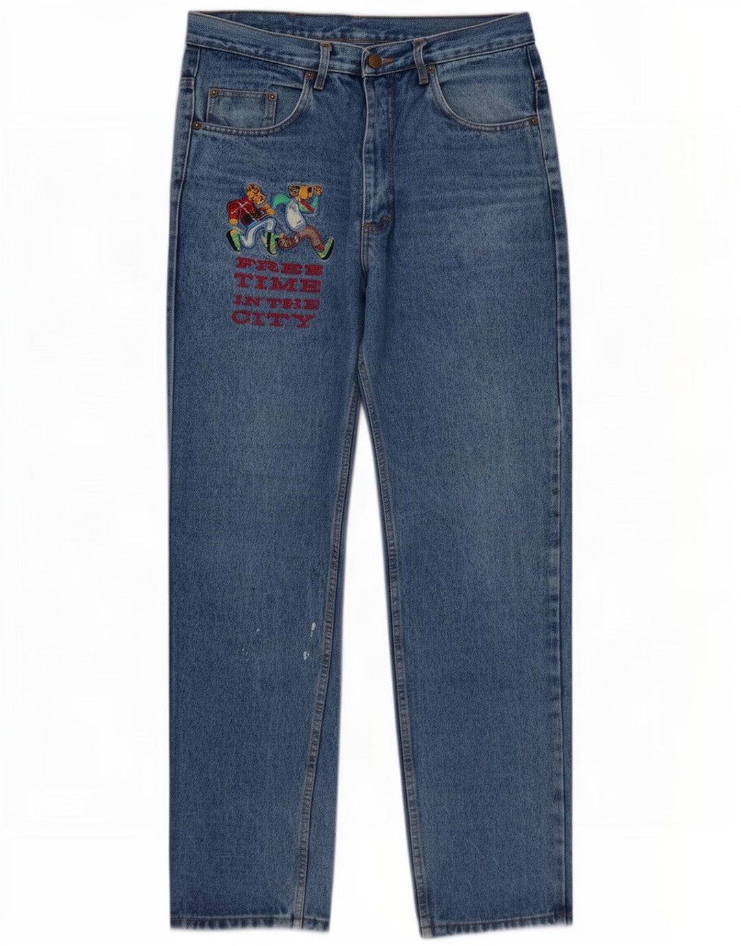 Base 92 Herren Graphic Tapered Jeans IT 48 Medium W32 L34 Blaue Baumwolle
