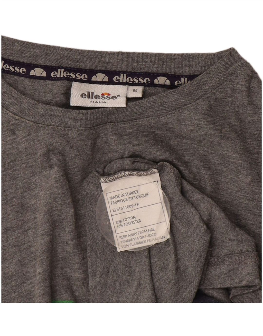 Ellesse Herren-T-Shirt-Oberteil aus mittelgrauer Colourblock-Baumwolle