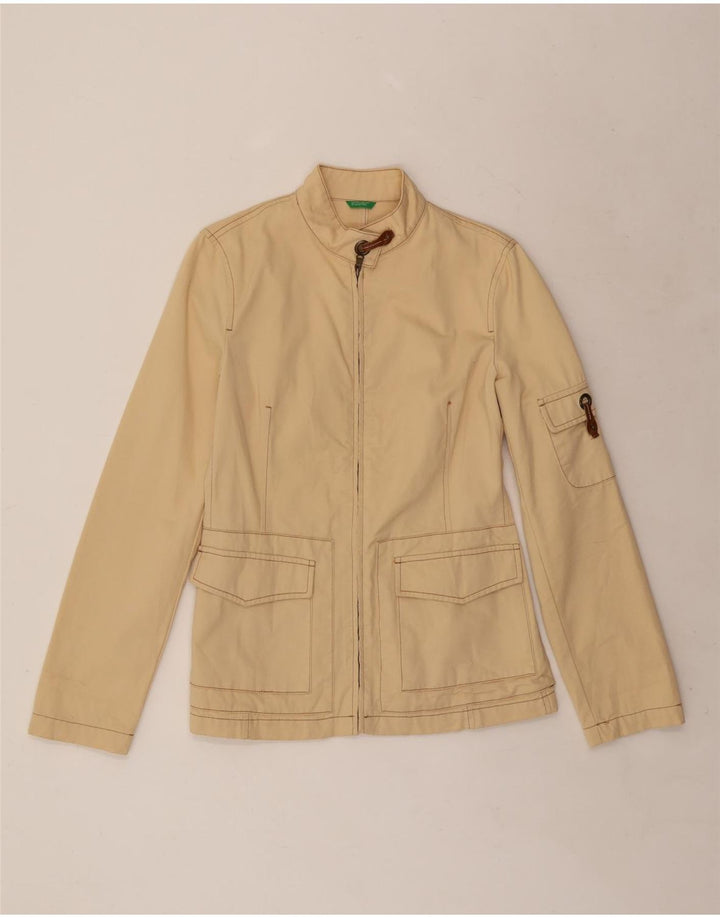BENETTON Damen Utility-Jacke IT 42 Mittelbeige Baumwolle