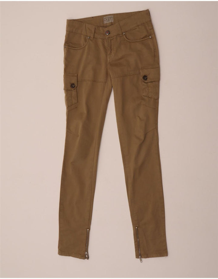Zu Elements Damen Skinny Cargohose W25 L34 Khaki Baumwolle