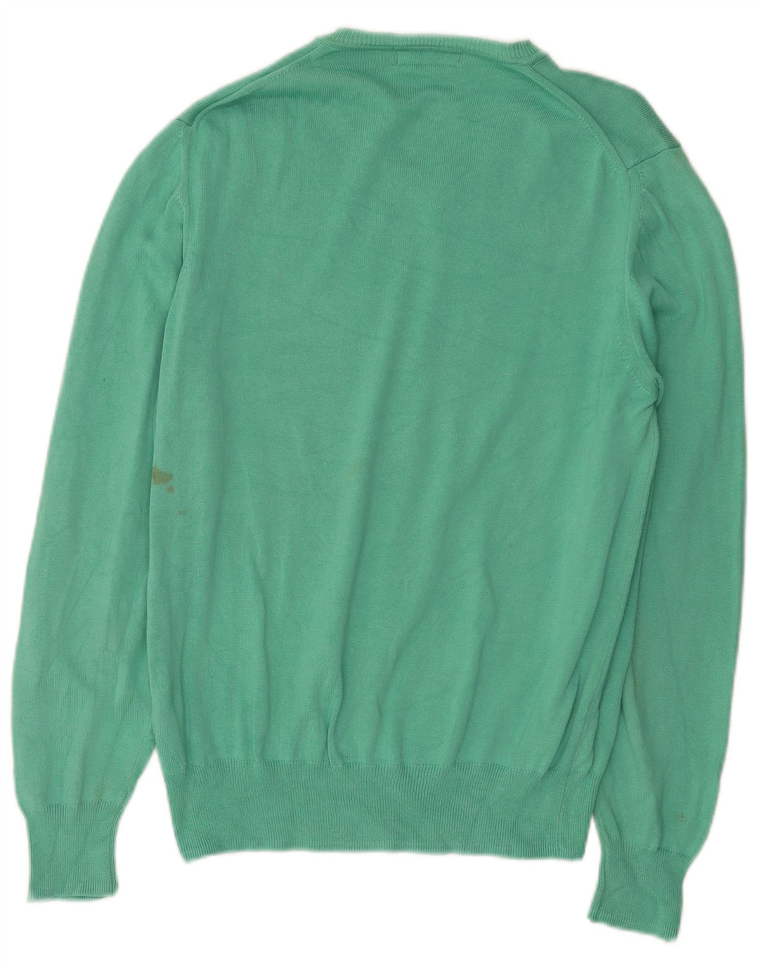 Zara Herren-Pullover mit V-Ausschnitt aus mittelgrüner Baumwolle